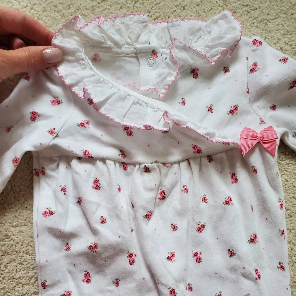 Janie and Jack Baby Girls' Bloom Ruffle Pink Floral One-Piece Outfit sz0-3m